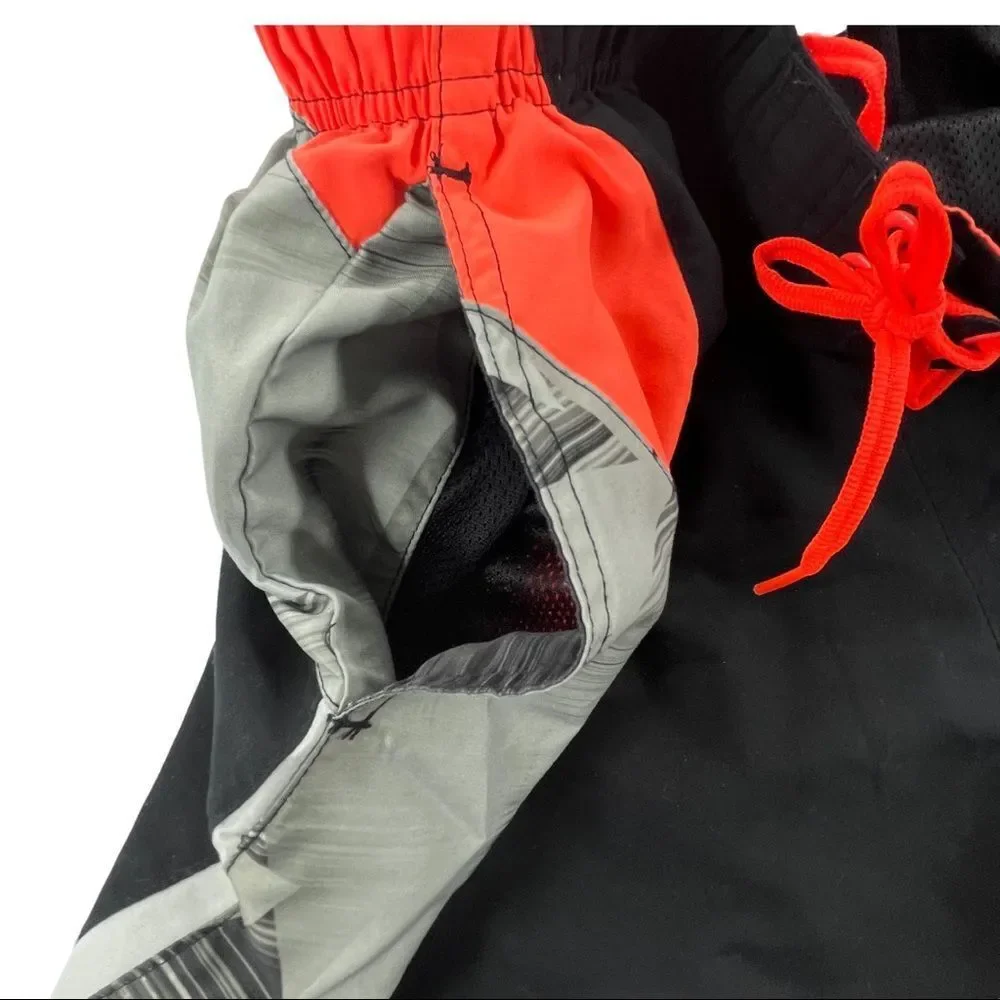 Nike Mens Swim Trunks Black and Orange with 3 Pockets size XXL (10160)